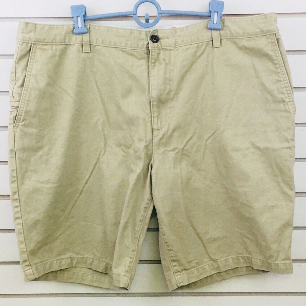 Mens 42 Dockers Shorts Khaki Cotton Tan Bermudas Walk‎ Chinos Flat Front